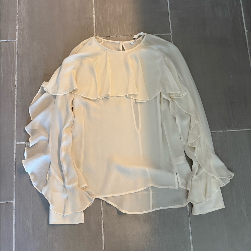 Elegant Cream Ruffle Blouse - Veronica Beard